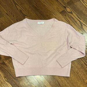 Everlane V Neck Cropped Cashmere Sweater Size Medium in Light Pink